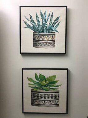 (Pair) Cactus Plant Canvases by Jacobs Penny-Lane